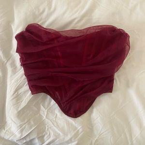 fashion nova burgundy corset top